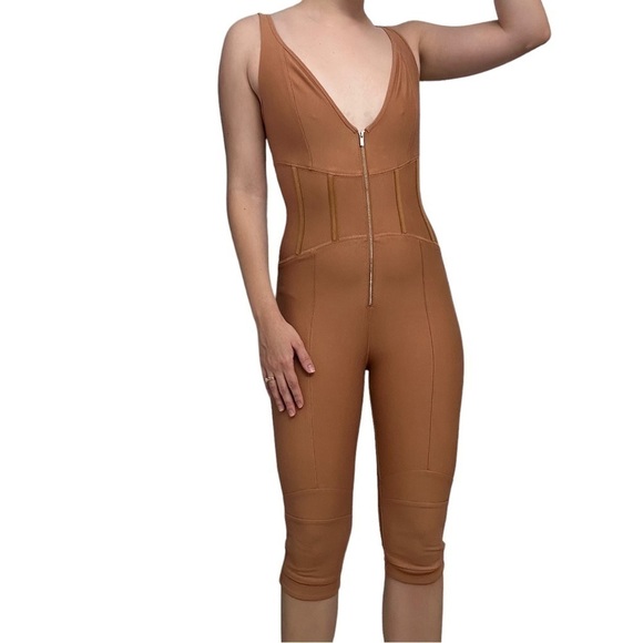 House of CB Bodysuit Fitted Jumpsuit Romper Corset Brown Sexy Going Out Small - Picture 6 of 6
